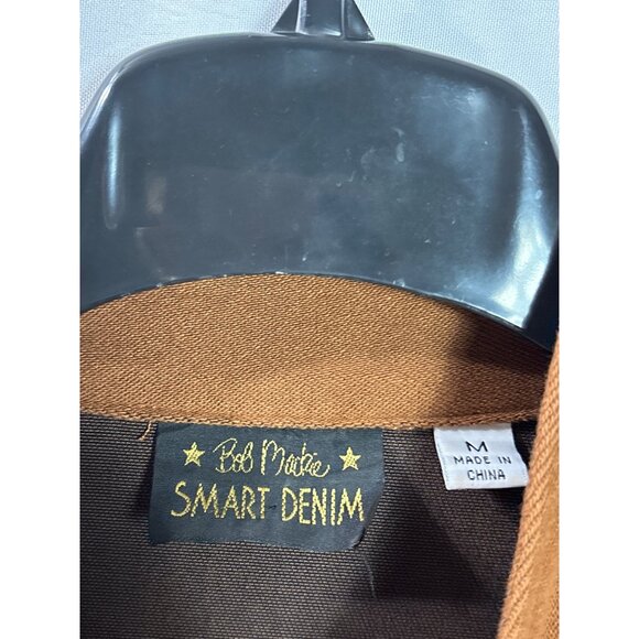 Bob Mackie Smart Denim Embroidered Full Zip Jacket Pockets M Brown Gold Black - Picture 3 of 5
